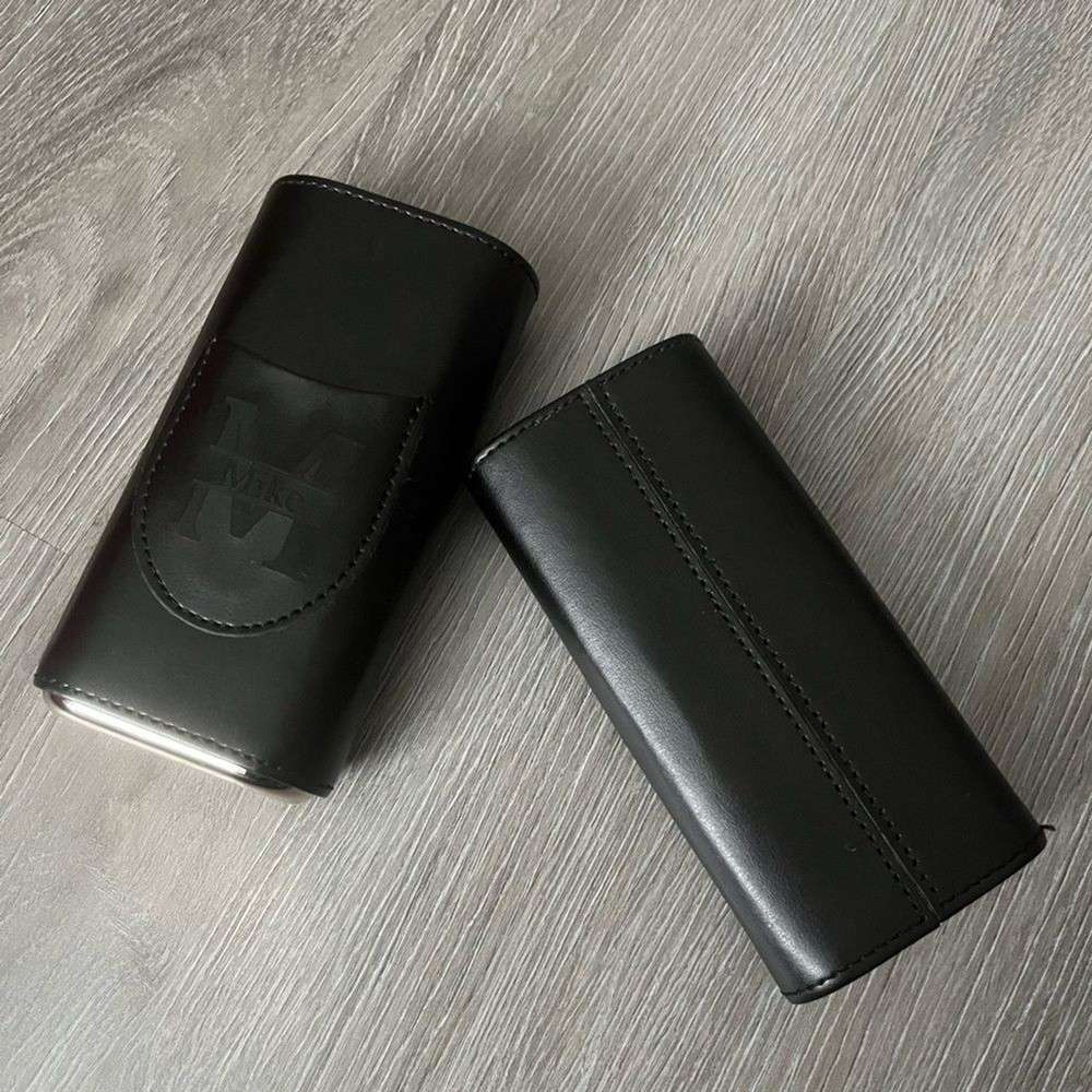 Mike (Personalized) Black Leather Cigar Case