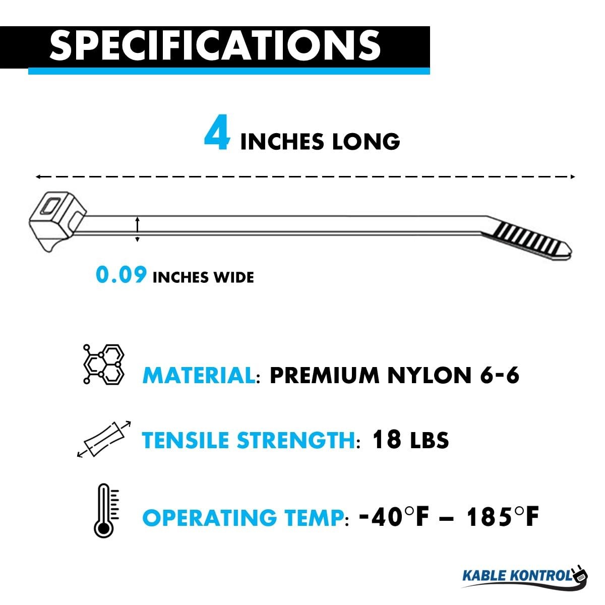 Radius Clamp Head Fuel Hose Cable Ties, 4 Inch 100 Pcs, 18 Lbs Tensile Streng...