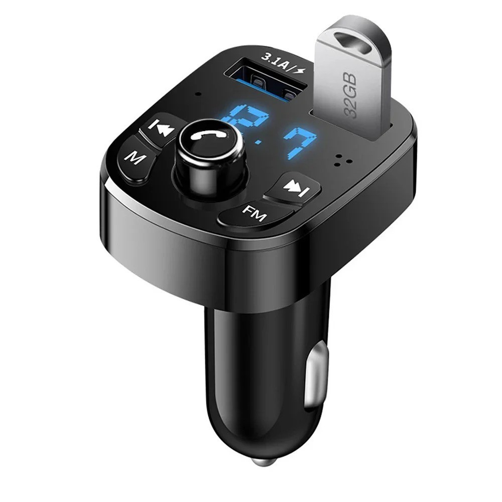 Bluetooth 5.0 Car Wireless FM Transmitter Adapter 2USB PD Charger AUX Hands-Free