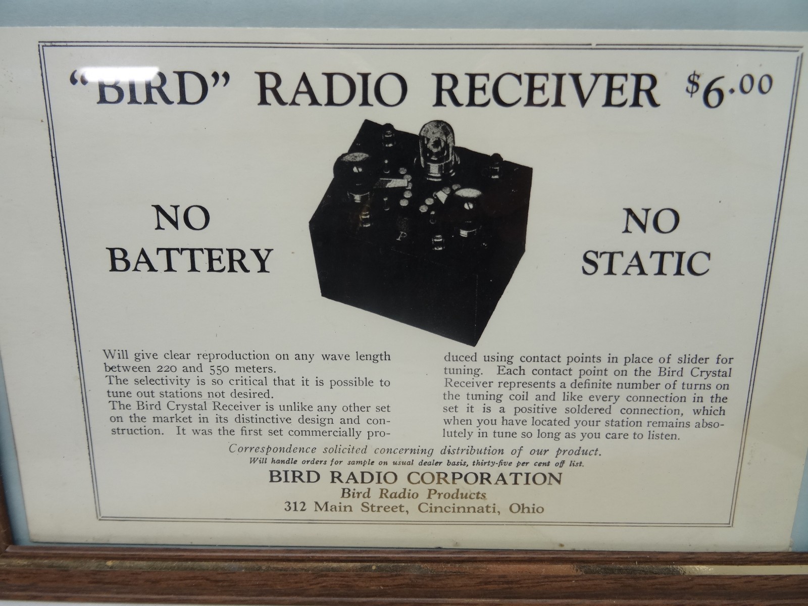 Bird crystal radio receiver nice rare