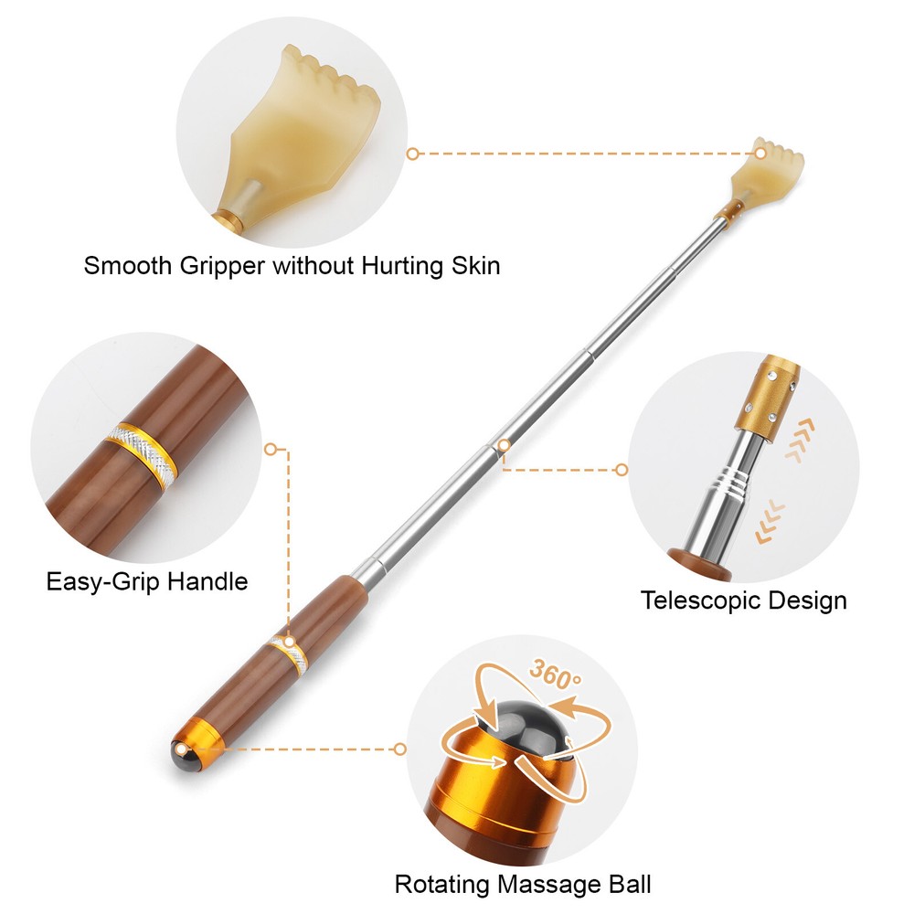 2x Telescoping Back Scratcher, Relieve Itching Tool, Portable Acupoint Massager