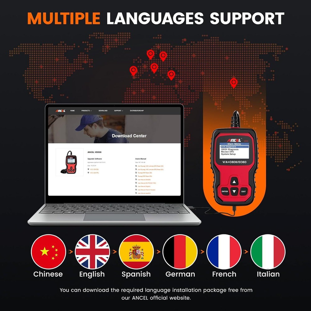 Ancel VD500 OBD2 Scanner Full System Code Reader Car Diagnostic Tools For VAG VW