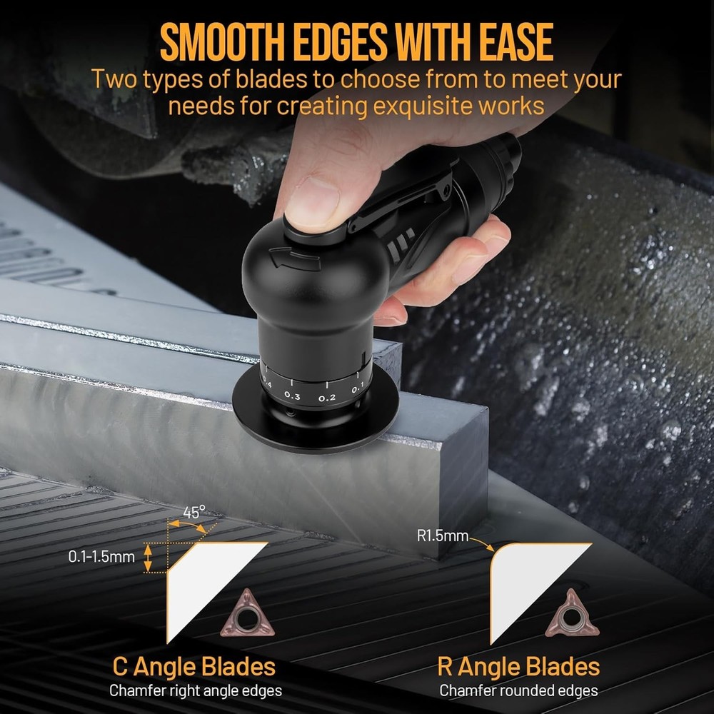 Pneumatic Chamfering Tool, Chamfer Tool with 6 C-Angle & 6 R-Angle Blades