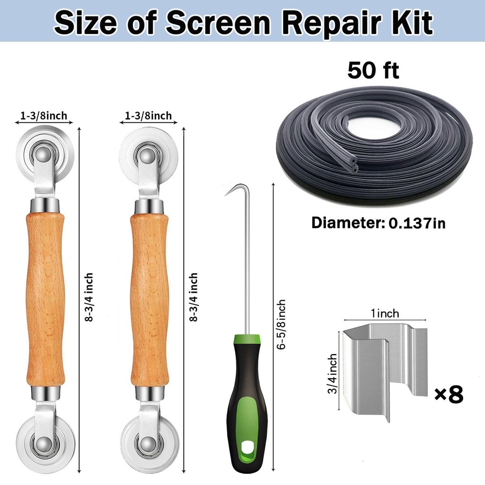 Window Screen Door Repair/Replacement Kit, Include Black Screen Mesh 48"x118"...