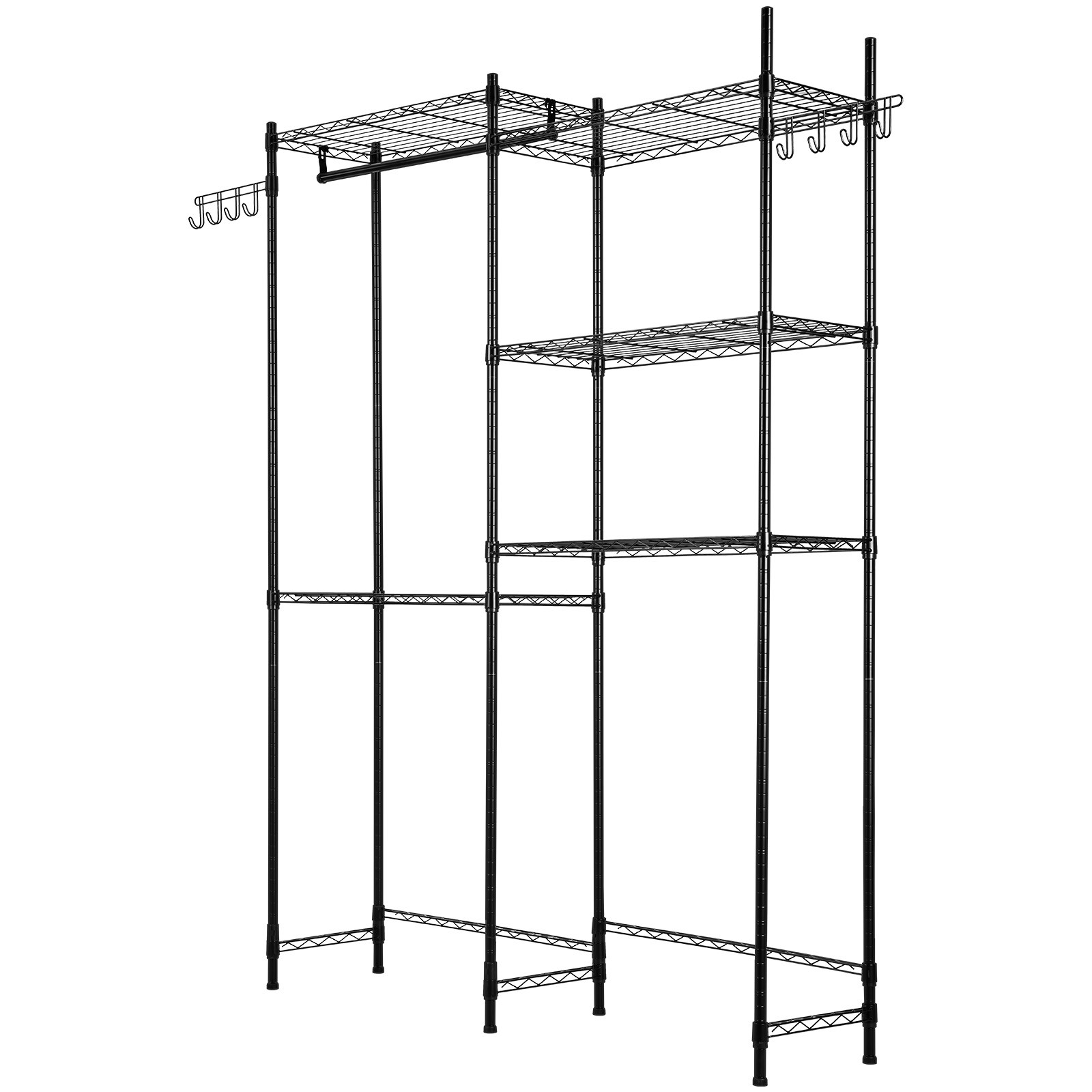VEVOR Over Washer and Dryer Storage Shelf Two Row 5 Tiers Washer Rack Black