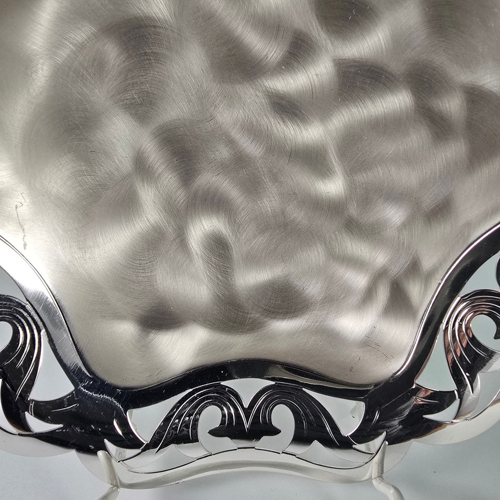 Vintage WMF Ikora Footed Candy Dish MCM Scalloped Pierced Edge Germany 7.5"