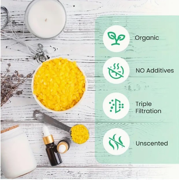 Yellow Beeswax Pastilles Beads 100% Pure & Organic 16 oz (1 pound) or 8 oz.