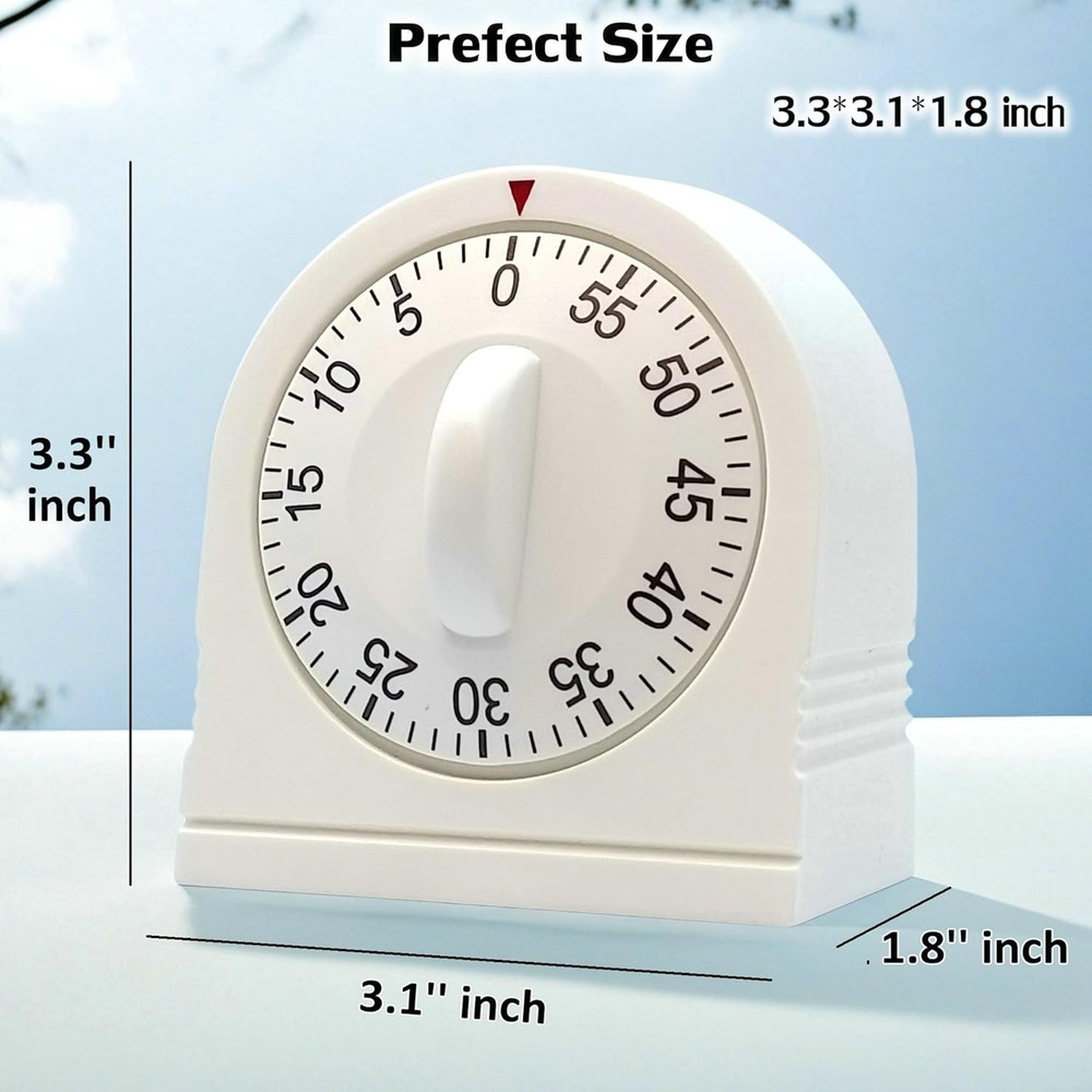 60 Minute Wind Up Timer, Visual Mechanical Timer with Loud Alarm, Manual