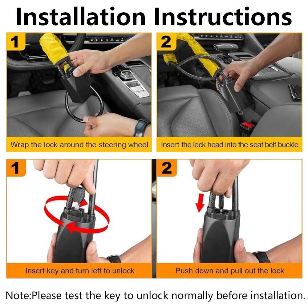 Universal Steering Wheel Lock Anti-Theft Security System Car Truck SUV Auto Lock