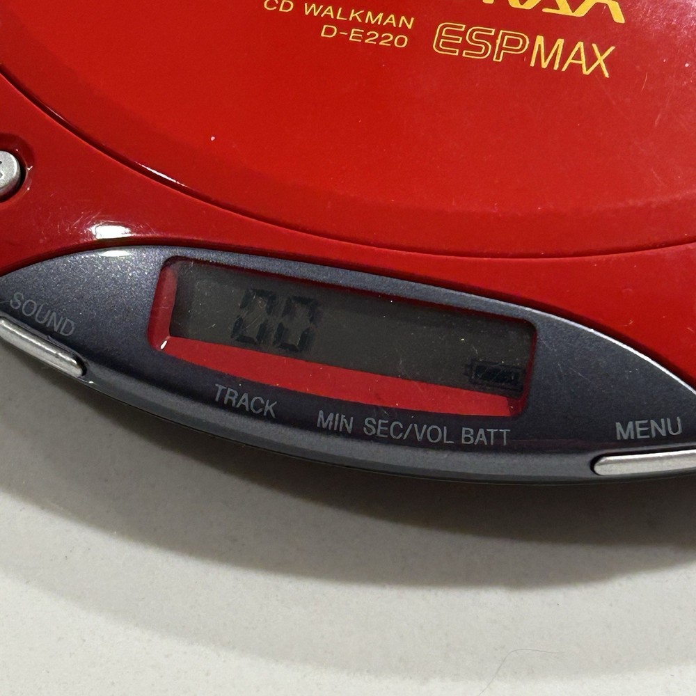 RARE RED Sony CD Walkman D-E220 Portable CD Player ESP MAX Tested