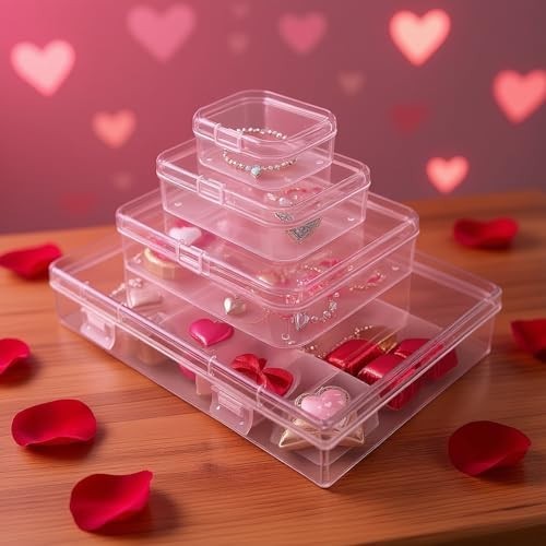 24-Piece Clear Plastic Storage Box Set - Mini Rectangular Organizer with Hinged