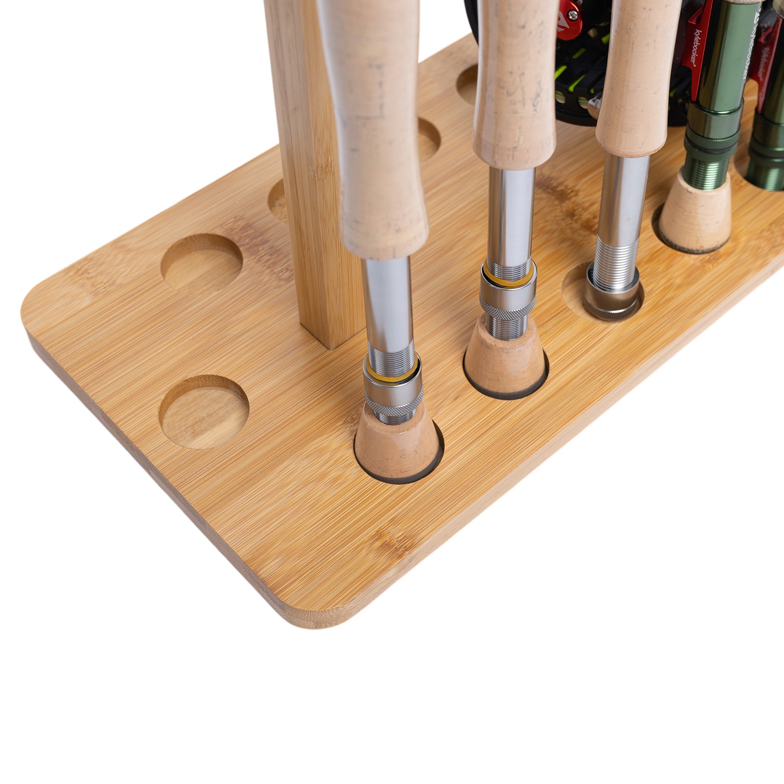 Fishing Pole Rod Racks—Floor Stand Bamboo Round rods holder for 14 Fishing