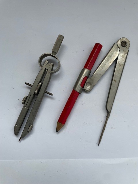 Vintage Compass drawing set ECOBRA Germany IBM Flowcharting Template Plus +