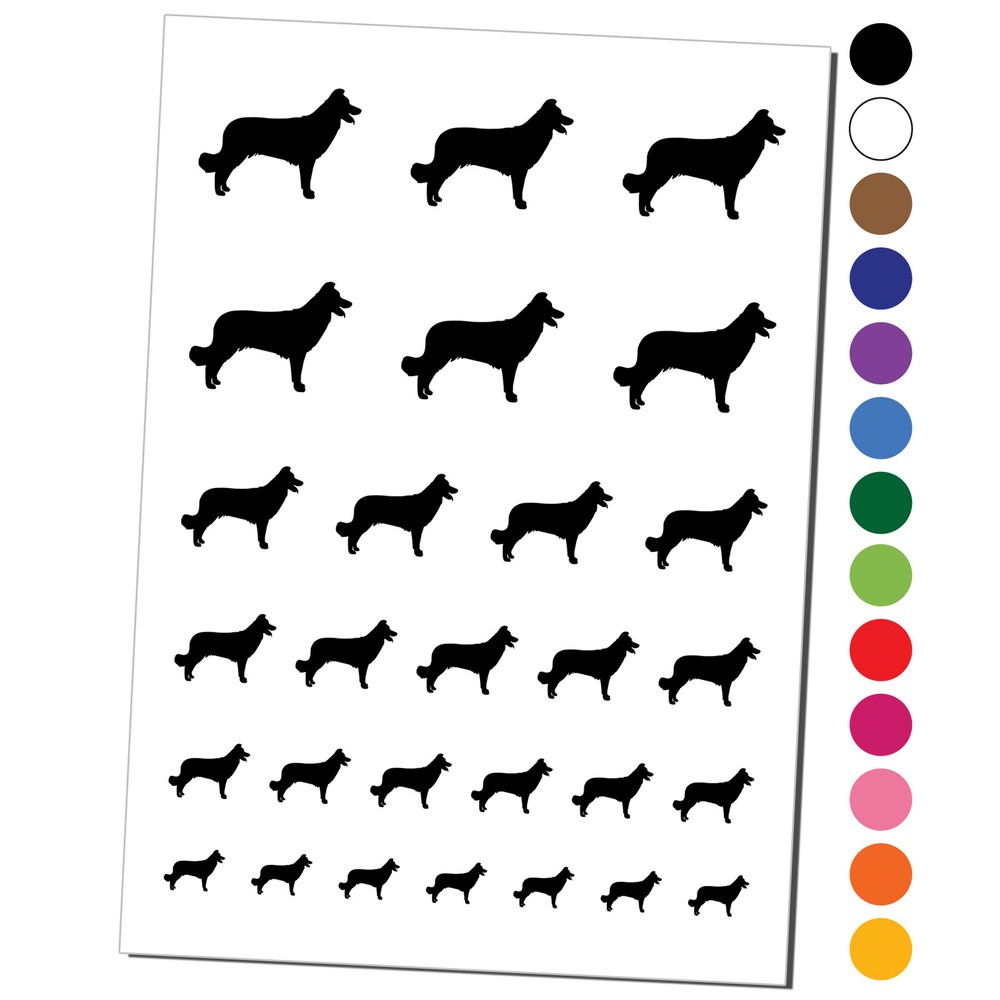 Border Collie Dog Solid Temporary Tattoo Water Resistant Set