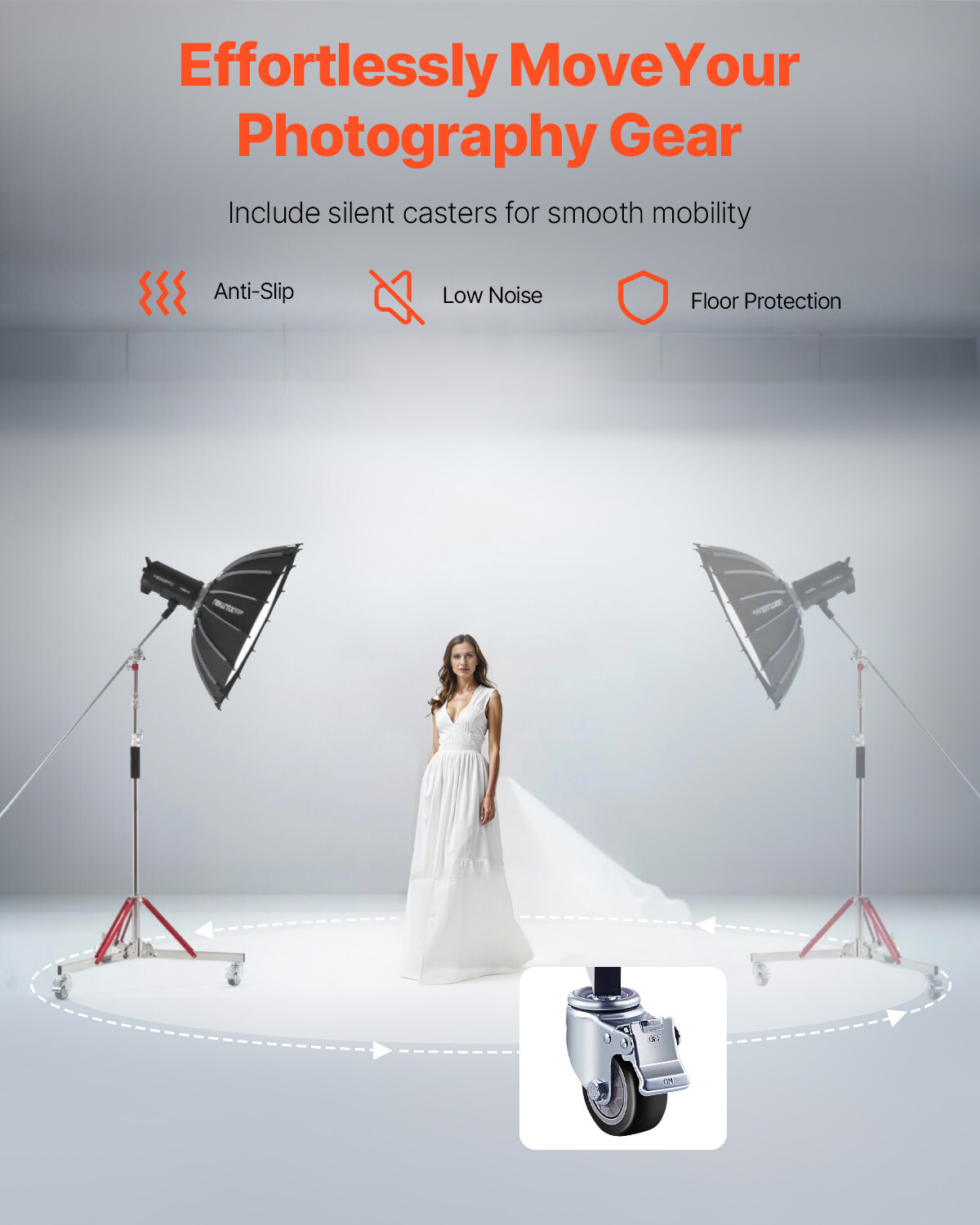 Heavy Duty Light Stand with Casters Max Height 10.5ft/320cm Tripod Stand