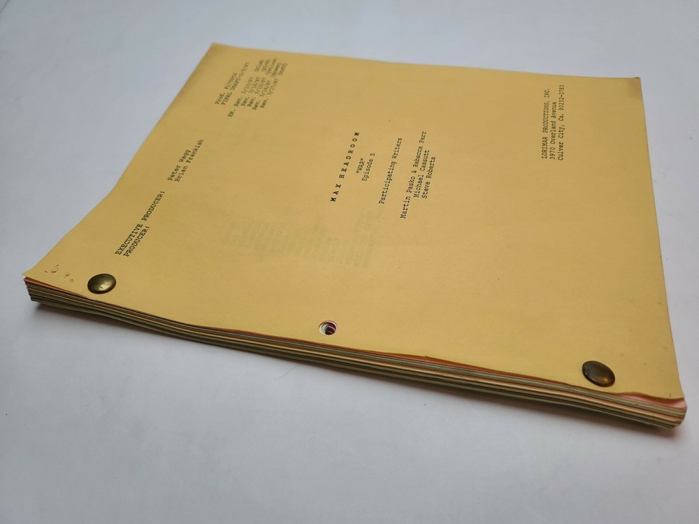 MAX HEADROOM / Martin Pasko 1987 TV Script, Gary Swanson & George Coe "War"