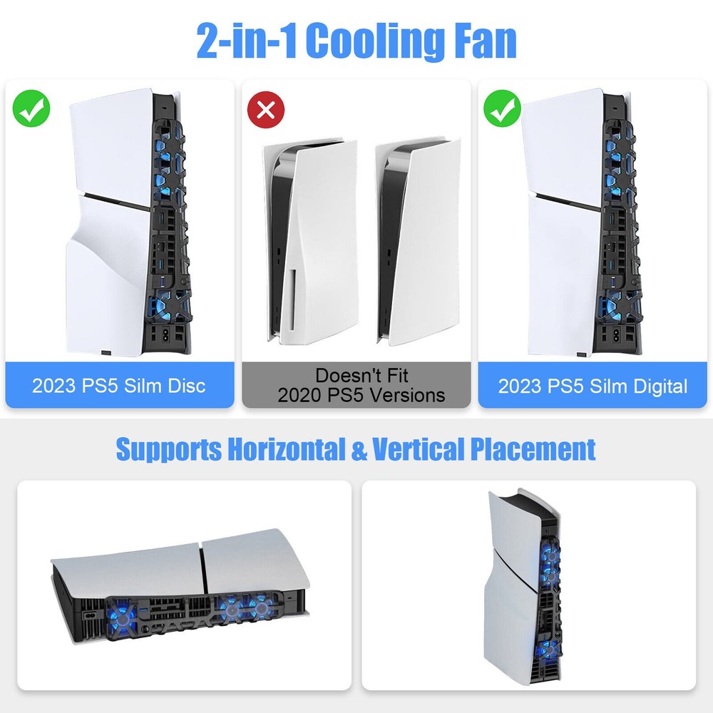 External Cooling Fan Accessory For PS5 Slim Disc/Digital Console Cooler Fan