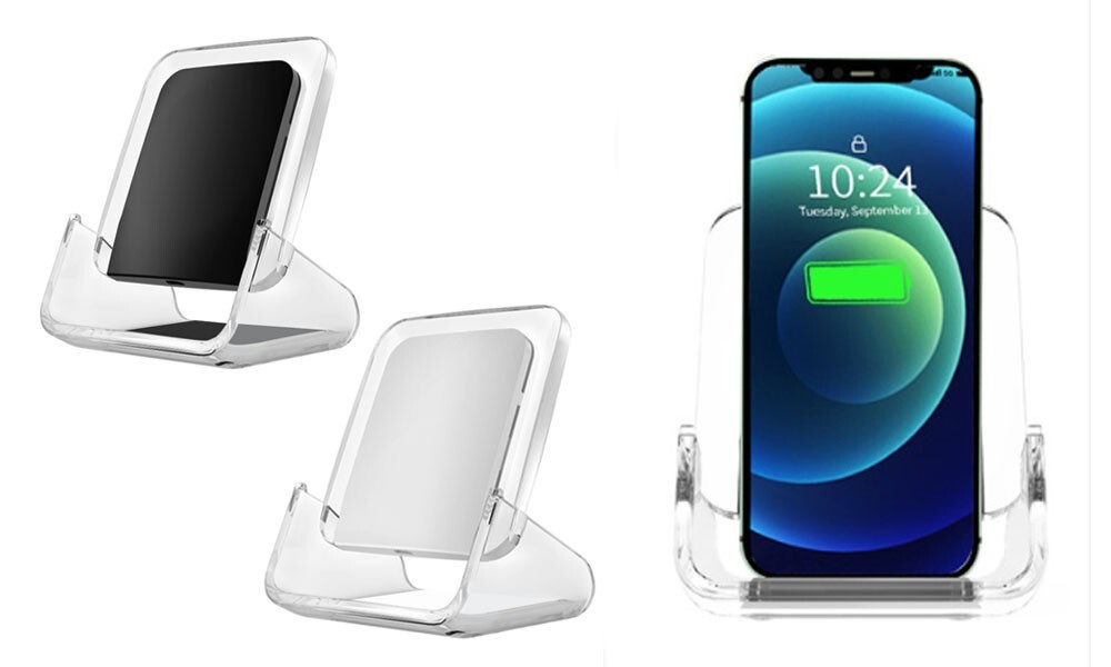 Vertical Charger Led Wireless Charging Stand Compatible for iPhone & Smartphone