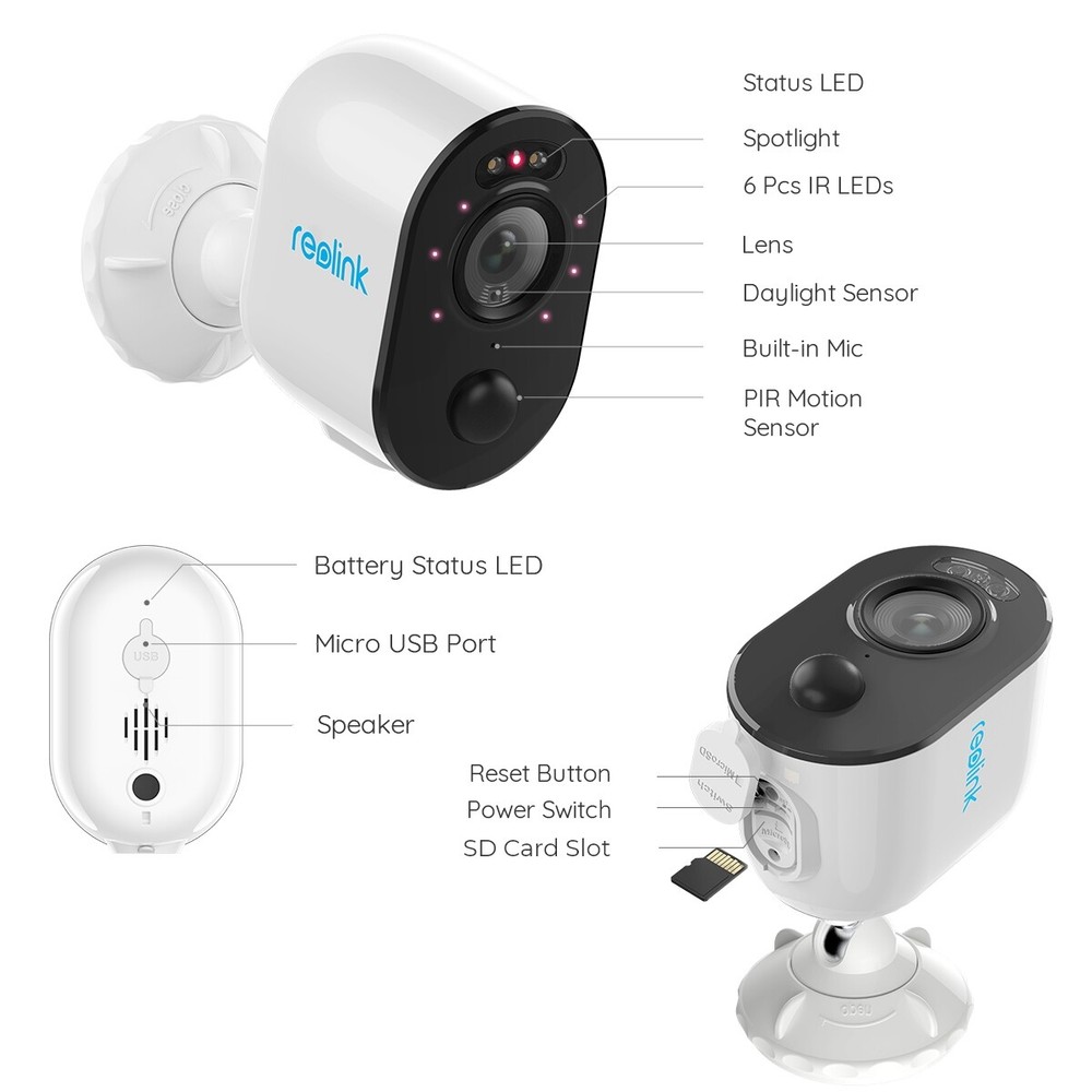 Reolink Argus 3E 3MP Wireless Wi-Fi Battery Powered Security Camera +Solar Panel