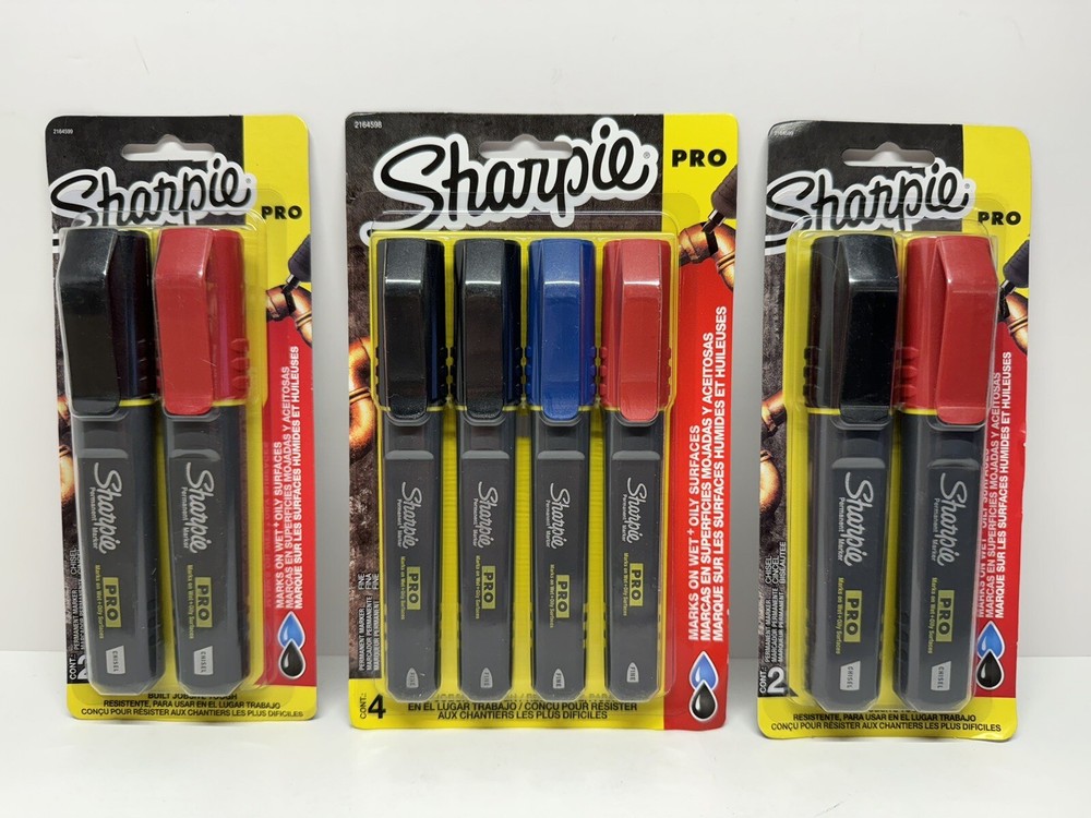 SHARPIE PRO Permanent Markers - 4 Pack FINE TIP - 2 (2 Pack) CHISEL TIP