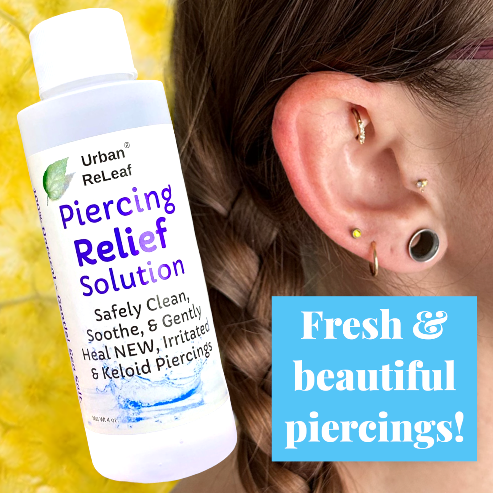 Urban ReLeaf Piercing Relief Solution! Aftercare Red Angry Bump Stretch Keloid