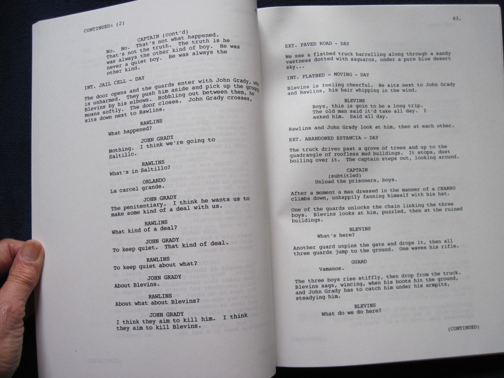 ALL THE PRETTY HORSES SCRIPT BASED ON CORMAC MCCARTHY NOVEL, OSCAR CONSIDERATION