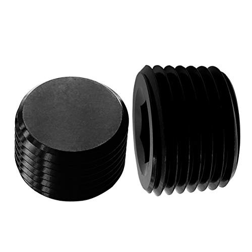Aluminum Male Thread Allen Head Socket Pipe Plug Hex Anodized 1/8 NPT Black