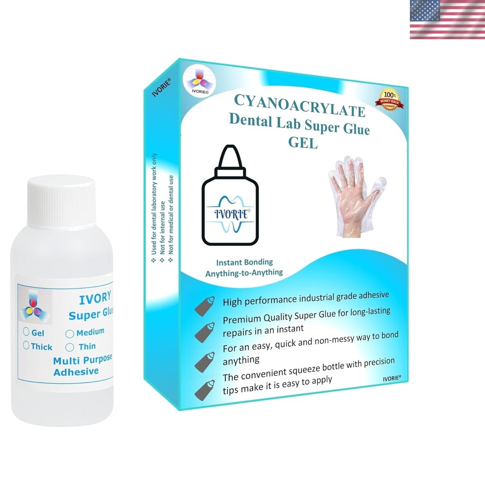 2oz Dental Lab Super Glue -  Instant Bonding Adhesive with Guarantee