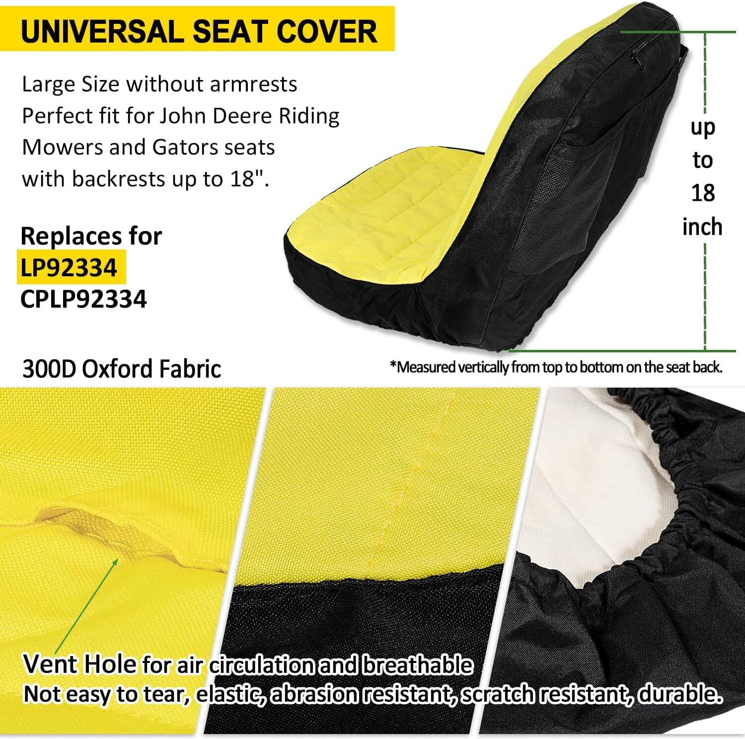 LP92334 Riding Lawn Mower Cushioned Seat Cover for John Deere Mower Tractor