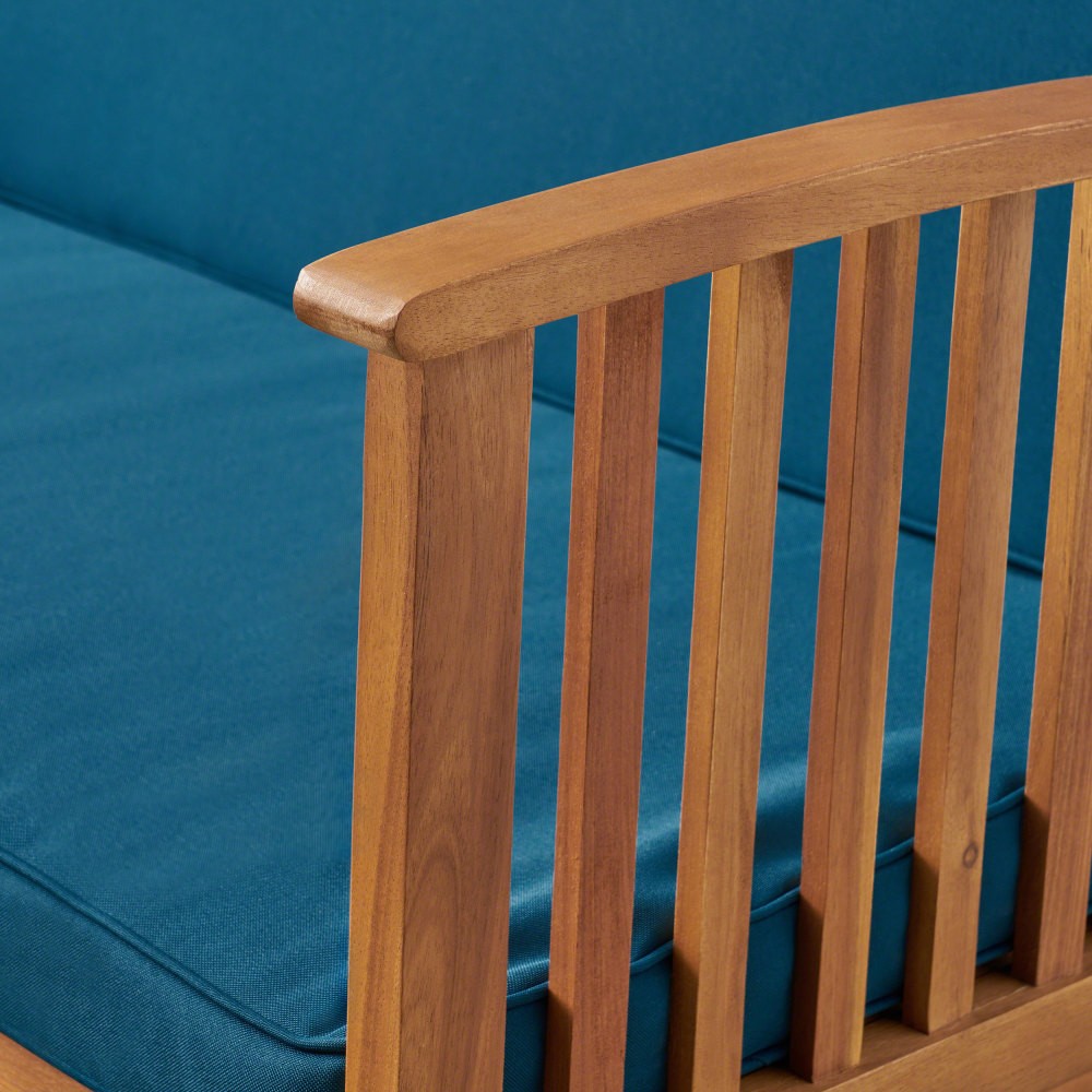 Outdoor Waterproof Loveseat with Acacia Wood Frame in Cream