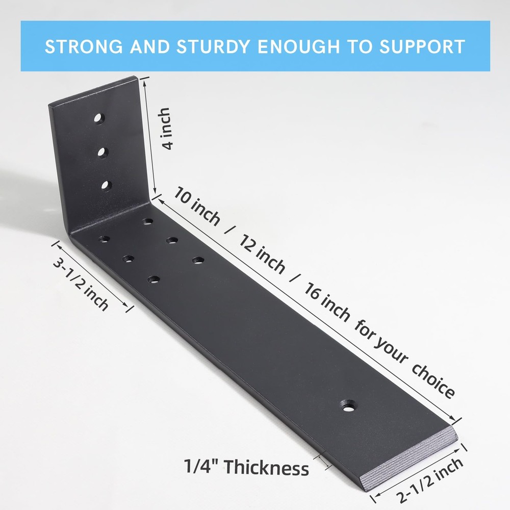 WEKIS 10 Inch Countertop Support Bracket, 3 Pack Solid Iron 10Inch, Black
