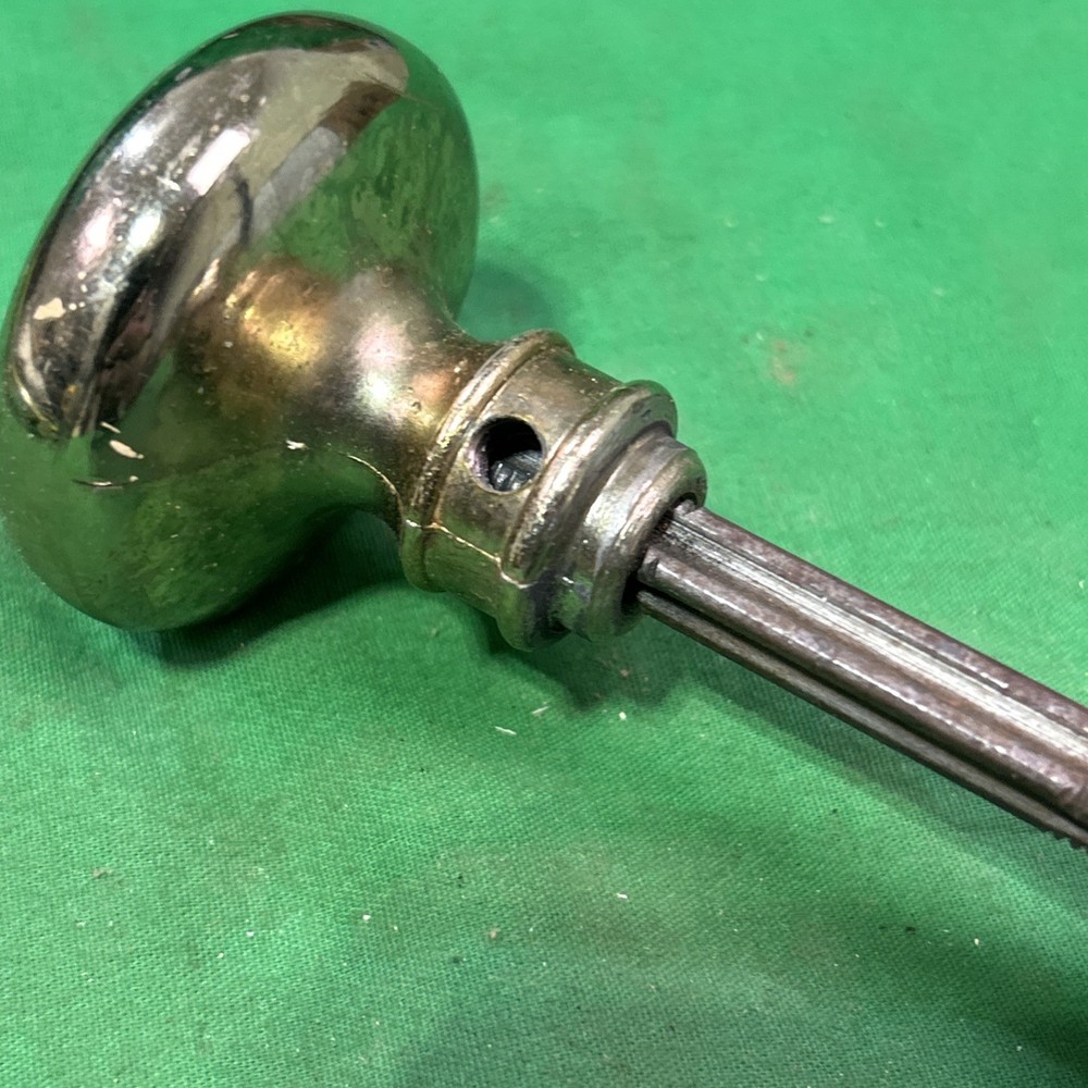 Two 2” Antique Brass Door Knobs W/ Treaded Spindle