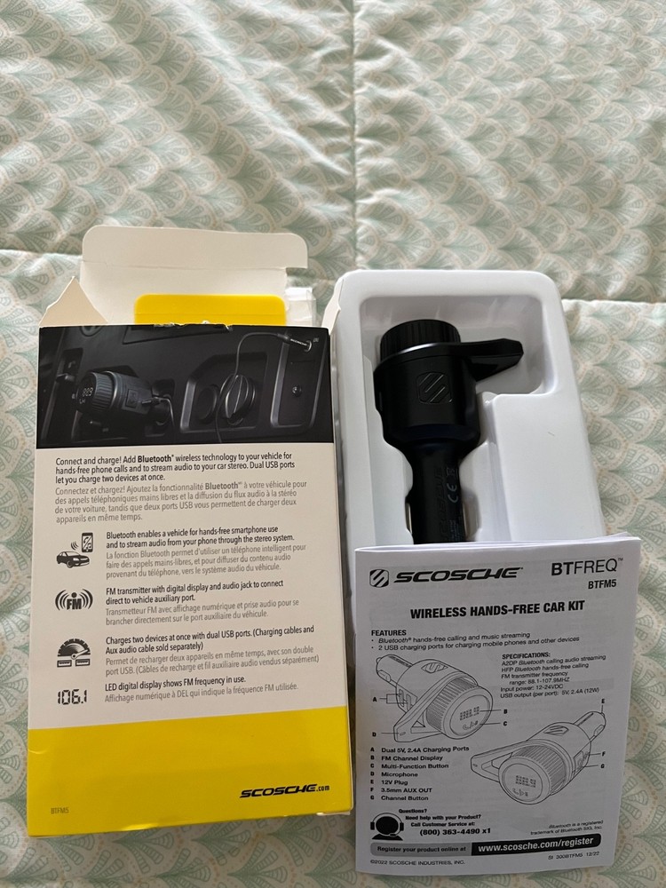 SCOSCHE BTFREQ WIRELESS BLUETOOTH HANDS-FREE CAR KIT W/DUAL USB PORTS