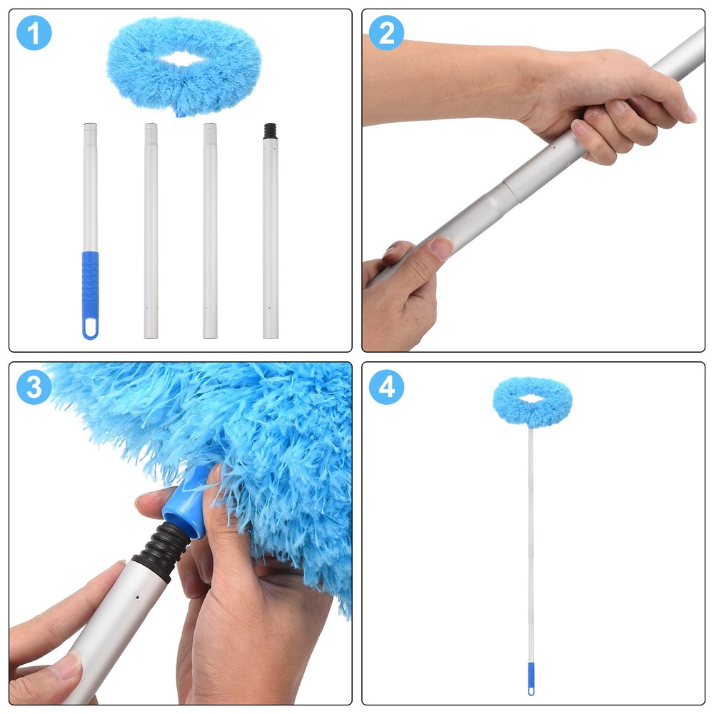 Ceiling Fan Cleaner Duster 12.9" to 47.2" Microfiber Clean Tool Extendable Blue