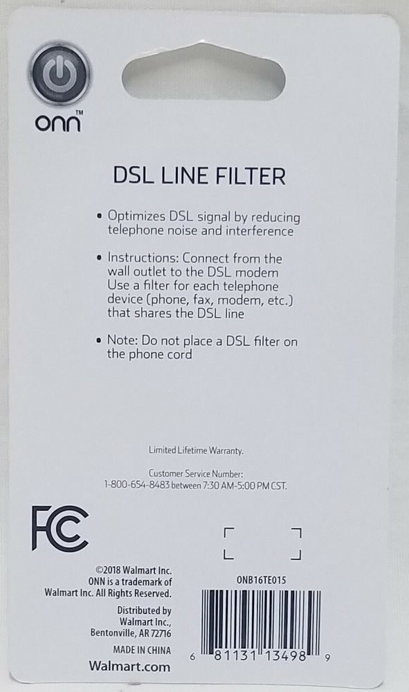 Onn DSL Line Filter New