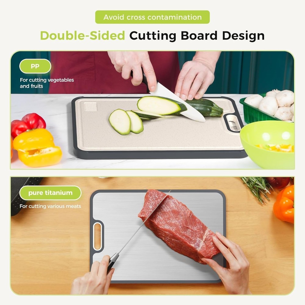 Versatile Double-Sided Titanium Cutting Board, Easy to Clean - Perfect Gift Set