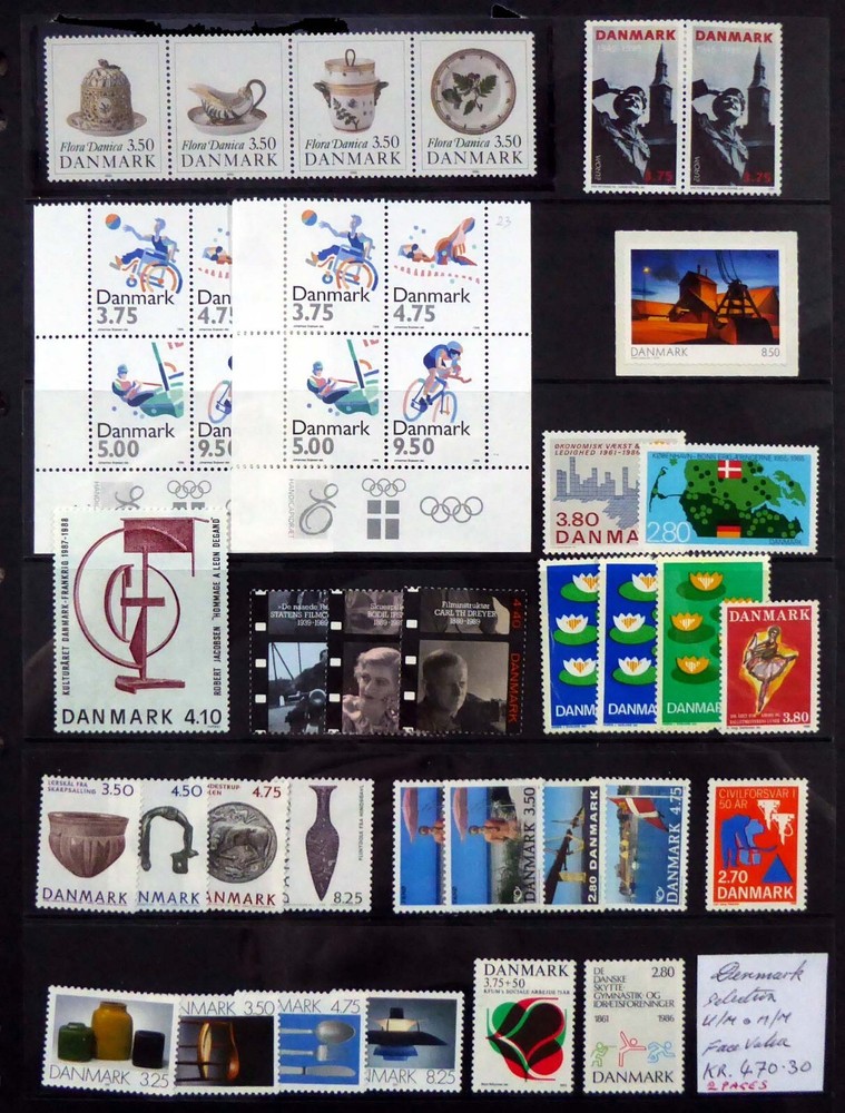 DENMARK Selection Various Mint on 2 Pages Face Value 470Kr GM966