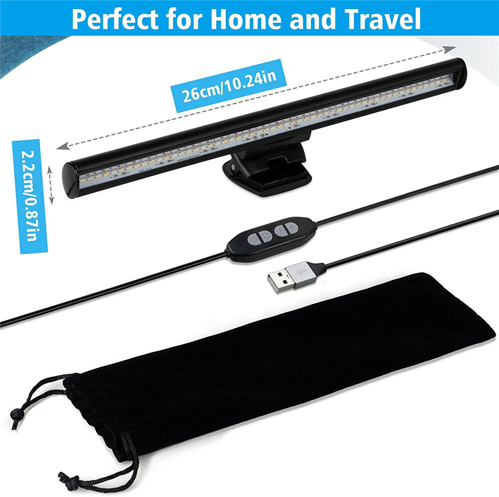 LED Screen Bar Light USB Computer Monitor Eye-Caring Reading Desk Lamp Dimmable