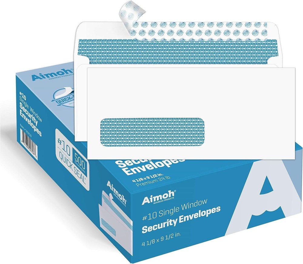 500#10 Single Left Window SELF Seal Security Envelopes - Super Strong Quick-Seal