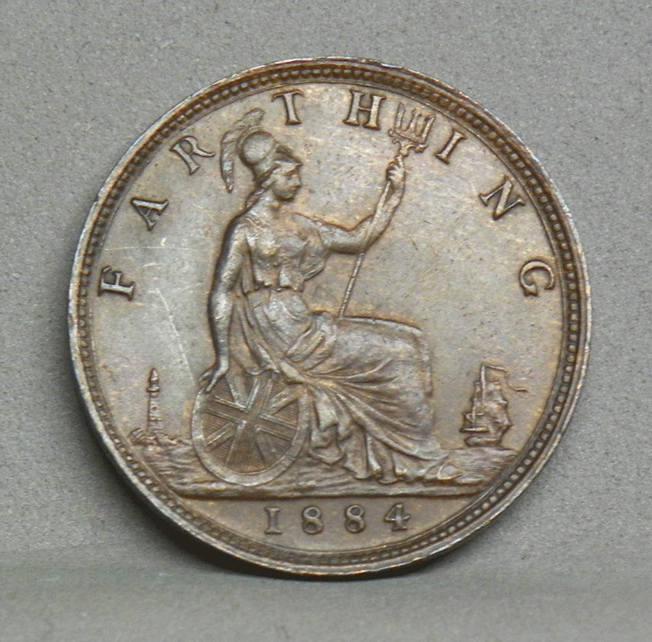 GREAT BRITAIN 1884 Farthing, KM.753 Uncirculated.