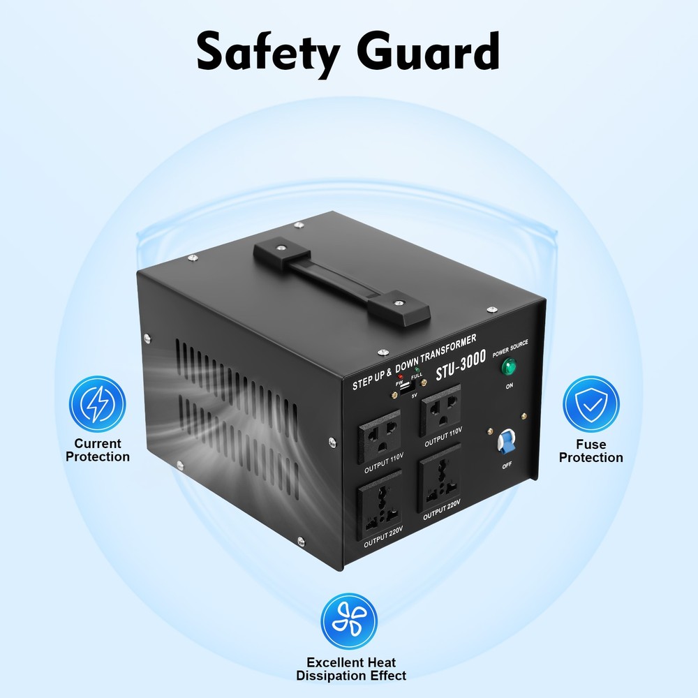 Power Transformer Voltage Converter 110V⇋220V Step Up/Step Down Regulator 3000W