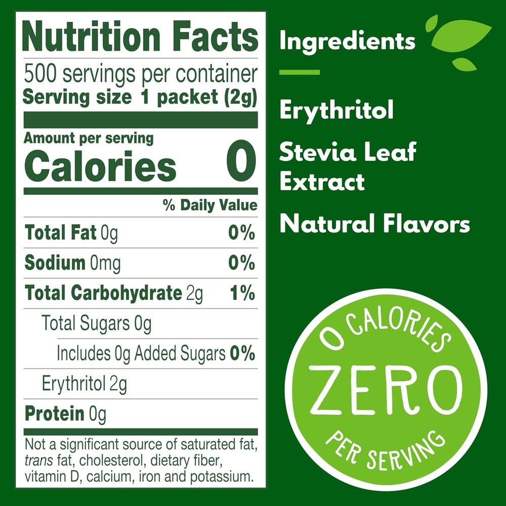 Truvia Stevia Packets 500 Count Zero Calorie