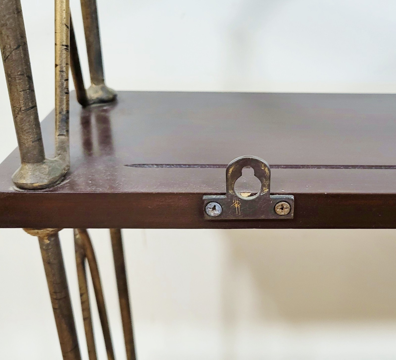 Vintage Mid-Century MODERN Rope & Tassel BRONZE Display Wall ETAGERE Bookshelf