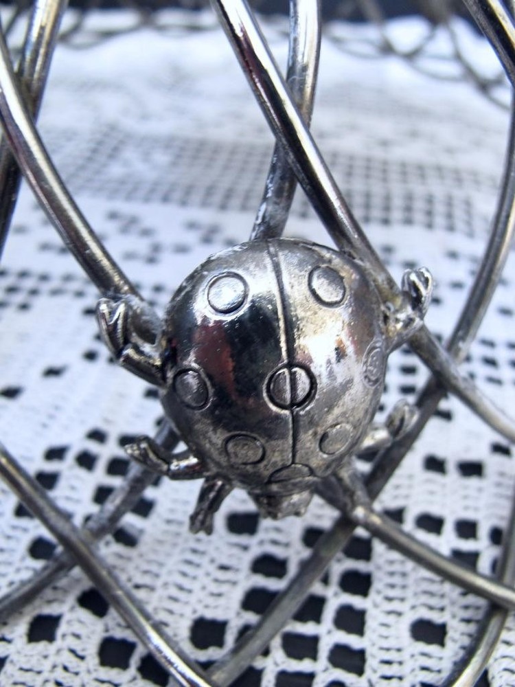 Godinger Silverplate Serving / Bread / Fruit Basket Butterfly Dragonfly Bee Bug