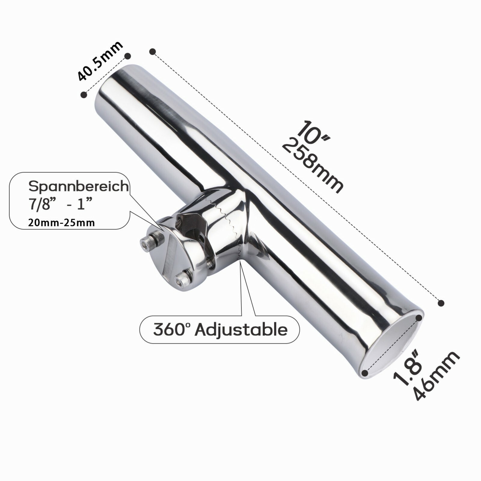 4X 316 Stainless Steel Boat Fishing Rod Holder Clamp-on 7/8"-1" Rail Mount