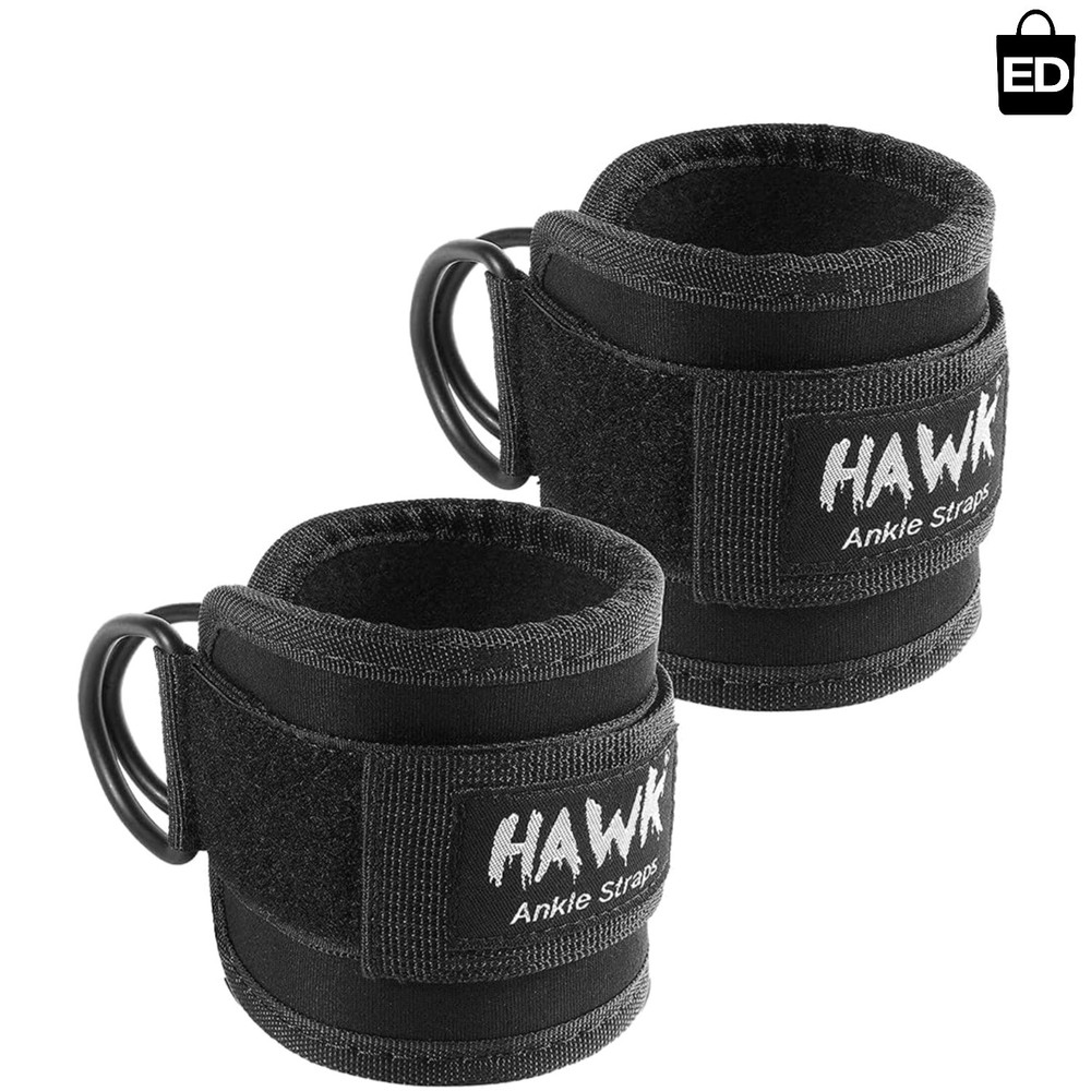 Portable Glute Kickback Ankle Straps for Strength Training - Black Pair