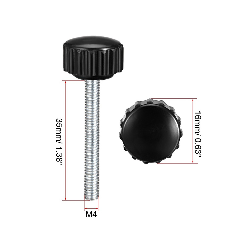 M4 x 35mm male thread knurled locking knobs 2 pcs