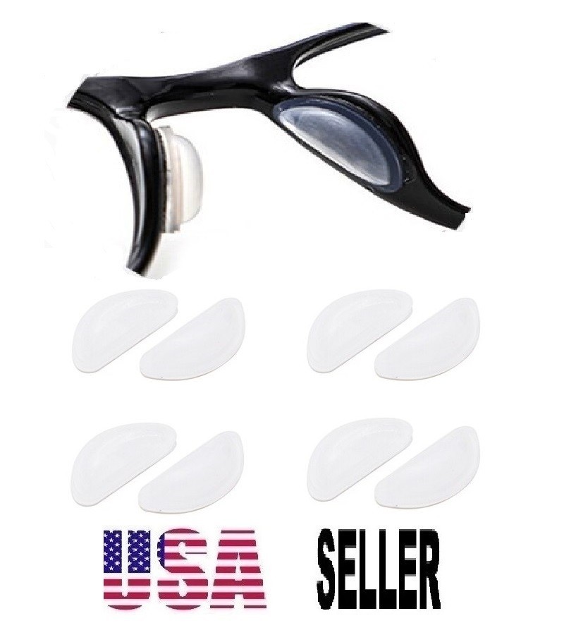 8 Pc Soft Nose Pads Stick On Silicon Anti Slip Eyeglasses Sunglasses Glass White