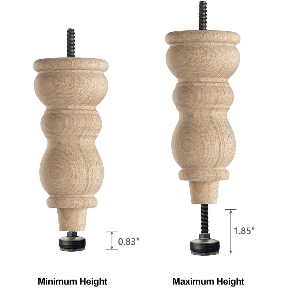 3/8" Threaded Leveling Feet Adjustable 3/8”-16 UNC Thread, 4 Sets