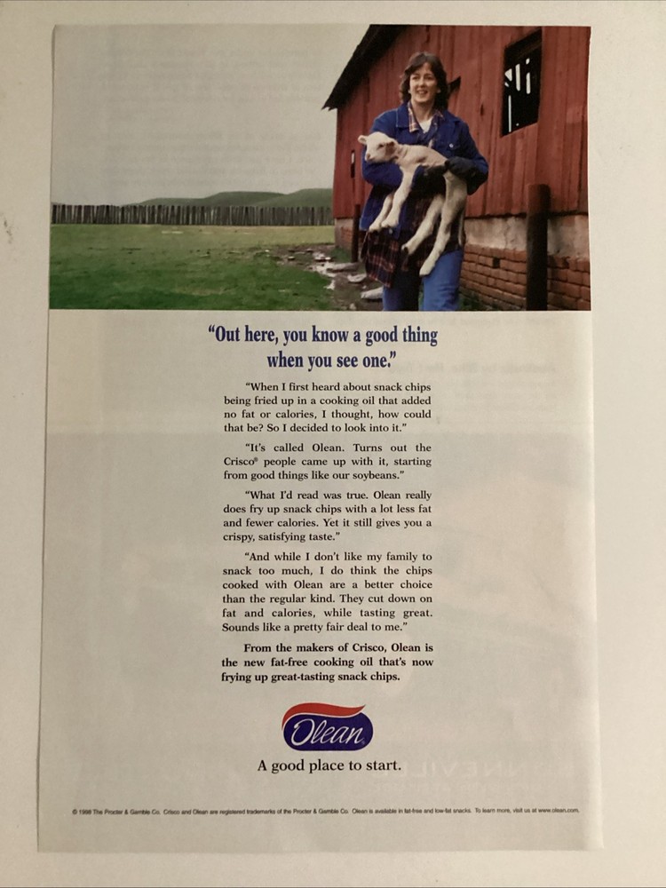 1998 Olean Cooking Oil Ad -(MP-132)